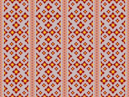 Thai pattern geometric ethnic oriental seamless pattern thai traditional design for background carpet wallpaper clothing wrap batik fabric vector illustration embroidery styleのイラスト素材