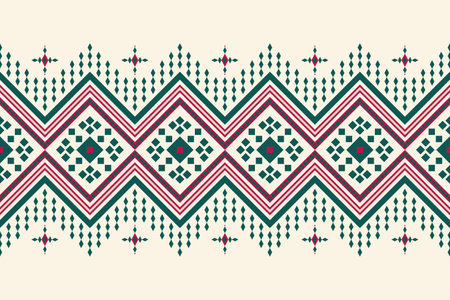 Geometric oriental abstract thai traditional ethnic seamless background design for carpet wallpaper clothing fabric wrap paper royal batik vector illustration embroideryのイラスト素材