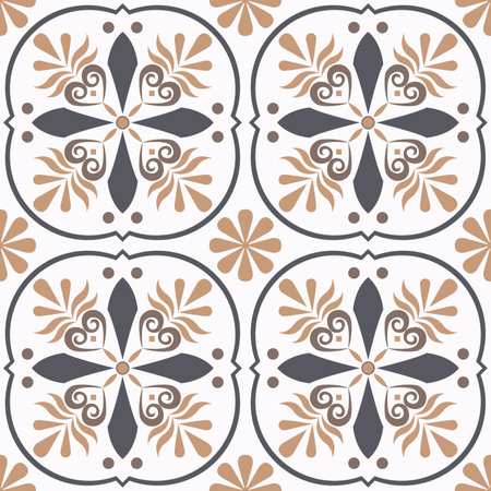 Geometric patterns, floral patterns, non-floating, can be connected in all directions. Suitable for printing on fabrics, tiles, wallpapers, vector files.のイラスト素材