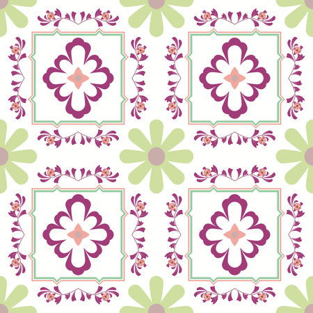 Geometric pattern white floral background vector file suitable for fabric printing floor tiles.のイラスト素材