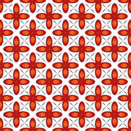 Geometric pattern white background red flower pattern vector fileのイラスト素材