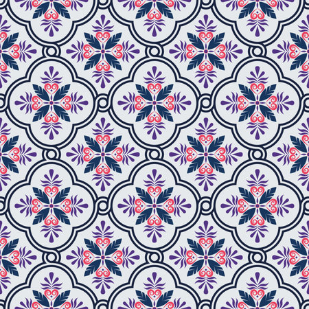 Geometric pattern floral pattern seamless vector files suitable for fabric printing wallpaper tileのイラスト素材
