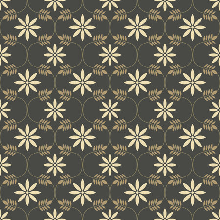 Geometric patterns, flowers, leaves, suitable for fabric printing, wallpaper, tile, vector files.のイラスト素材