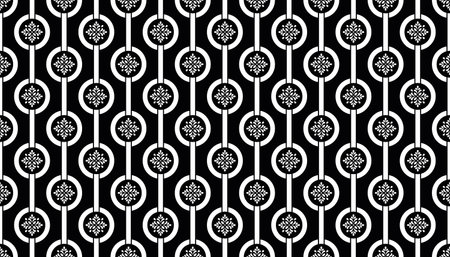 Geometric pattern, white flower pattern, black background, seamless, abstract, easy to change the color of the pattern yourself.のイラスト素材