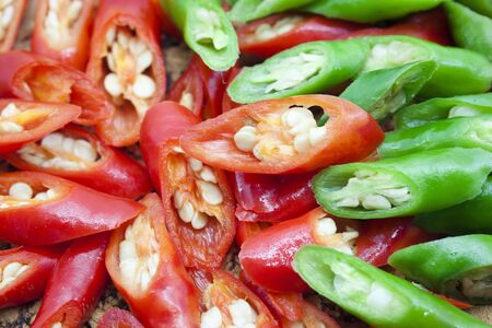 Red chili cut and green chili cut