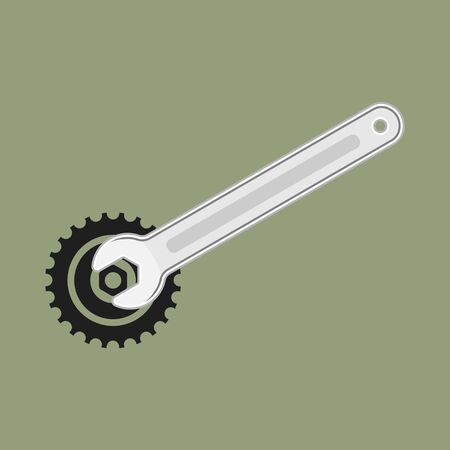 Wrench fixing gear, Service tools icon. Vectorのイラスト素材