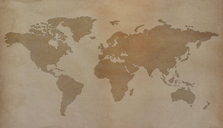 Blank world map on old paper background, Vintage style world map
