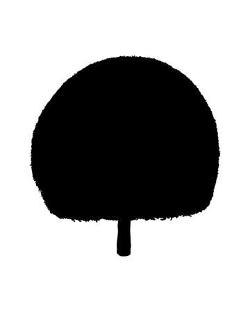 Silhouette of Round shaped tree isolated on white backgroundのイラスト素材