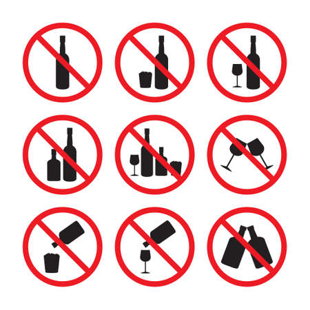 Do not drink alcohol sign. Prohibition of alcoholic drinking sign vectorのイラスト素材