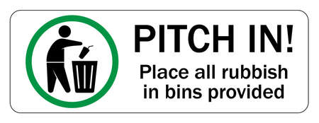 Human figure dropping garbage to a trash can. Pitch in place all rubbish in bins providedのイラスト素材