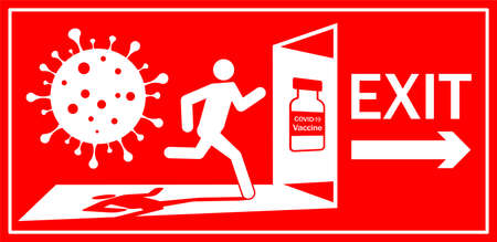 Flat design of COVID-19 exit sign.