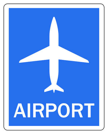 Airport sign. The airplane on a blue road sign, vectorのイラスト素材