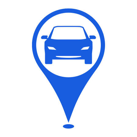 Car location icon for Car stores, Car rentals, Auto Repair Shops, Car flat design icon on location map marker icon, vectorのイラスト素材