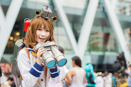 BANGKOK, THAILAND - AUGUST 30: Thai cosplayers dress as the characters from cartoon and game in Japan festa in Bangkok on August 30, 2014 at Central World, Bangkok, Thailandのeditorial素材