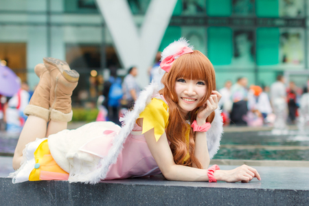 BANGKOK, THAILAND - AUGUST 30: Thai cosplayers dress as the characters from cartoon and game in Japan festa in Bangkok on August 30, 2014 at Central World, Bangkok, Thailandのeditorial素材