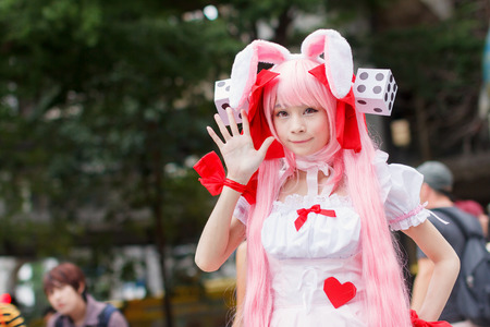 BANGKOK, THAILAND - AUGUST 30: Thai cosplayers dress as the characters from cartoon and game in Japan festa in Bangkok on August 30, 2014 at Central World, Bangkok, Thailandのeditorial素材