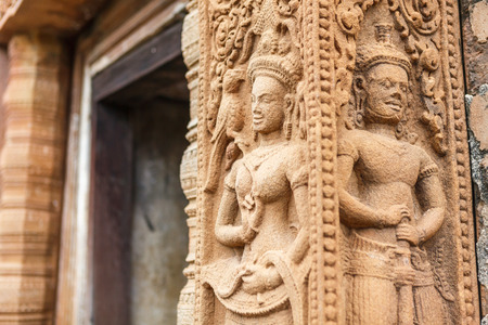 Relief carved stone of ancient Buddhist cosmology, Thailand.