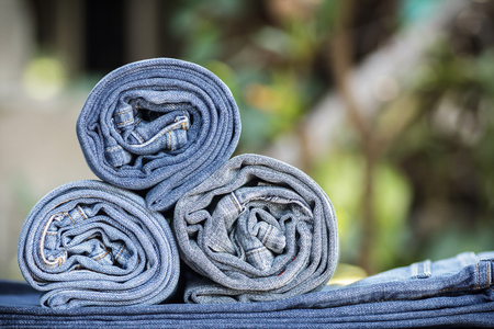 Denim jeans texture or denim jeans background of fashion jeans design with copy space for text or image.の写真素材