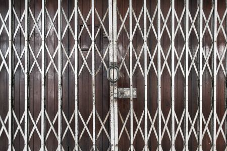 Old steel door texture pattern or steel door background with rusty metal. Grunge retro vintage of...