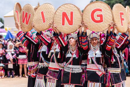 Doi Mae Salong, Chiang Rai - THAILAND, September 8, 2018 : Akha Hill tribe minority traditional...