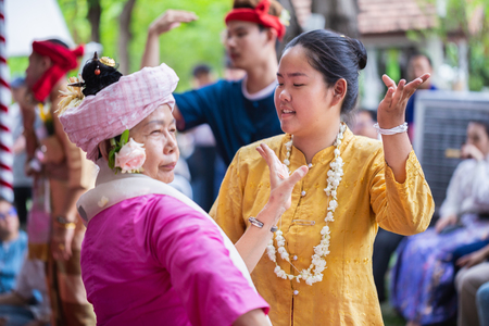 Chiang Mai, THAILAND - June 20, 2019 : Spirit dance (Fon Phee) the soul of Lanna people in the north of Thailand. People believe that spirit can brings fertility and peace to everyday life.のeditorial素材