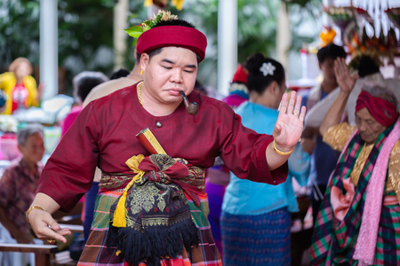 Chiang Mai, THAILAND - June 20, 2019 : Spirit dance (Fon Phee) the soul of Lanna people in the north of Thailand. People believe that spirit can brings fertility and peace to everyday life.のeditorial素材