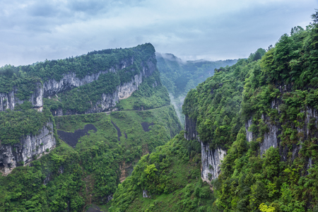 Three Natural Bridges National Geopark (Tian Keng San Qiao) is a UNESCO world heritage of Wulong in Chongqing, China.のeditorial素材