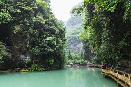 Chongqing Wulong, CHINA - May 9, 2019 : Three Natural Bridges National Geopark (Tian Keng San Qiao) is a UNESCO world heritage of Wulong in Chongqing, China.のeditorial素材
