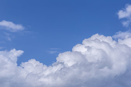 White cloud with blue sky background.の写真素材