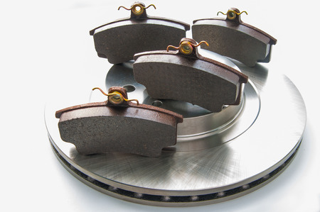 New Brake Pads and Disk on light backgroundの写真素材