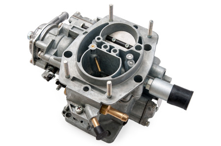 New car carburetor on a white backgroundの写真素材