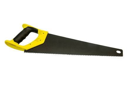 hand saw for cutting wood materials on a white backgroundの写真素材