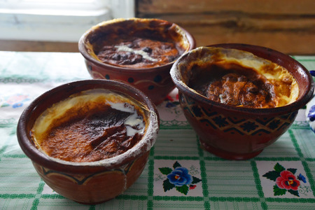 Russian food from the oven. Various cereals and milkの写真素材