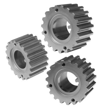 three gears isolated on a white backgroundの写真素材