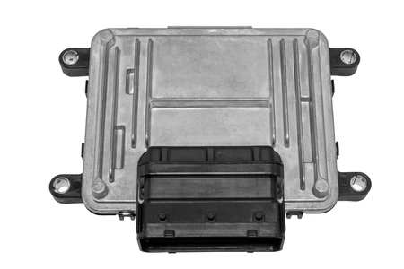 The engine control unit of the car Isolated on white backgroundの写真素材