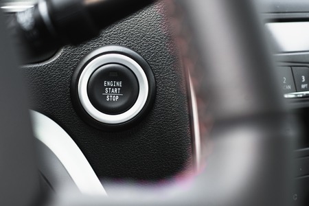 car engine start button with shallow depth of field