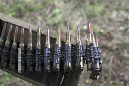 cartridges in cartridge belts with shallow depth of field