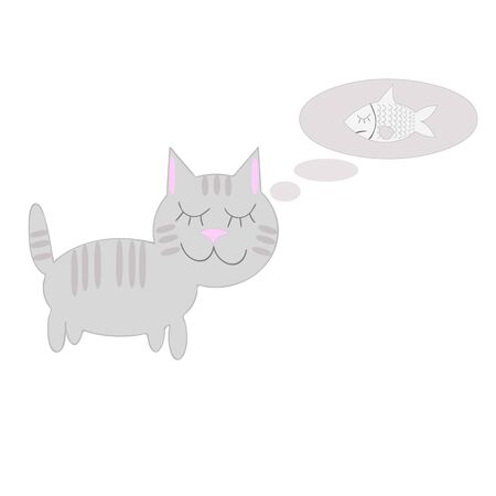 cat thinks about the fishのイラスト素材
