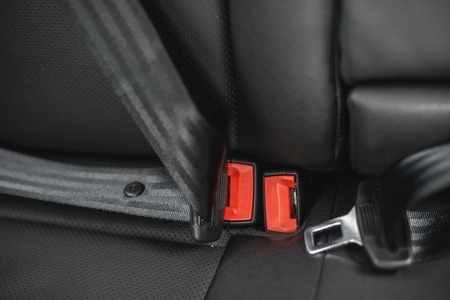 Car safety belt with shallow depth of fieldの写真素材