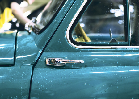 Part of the car door with shallow depth of fieldの写真素材