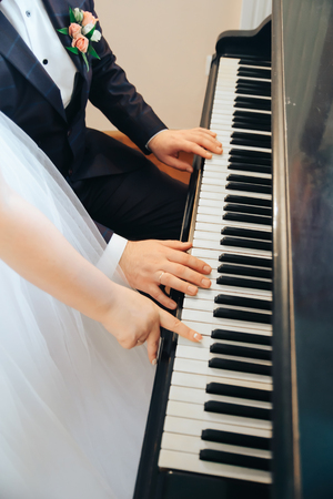 playing Piano  with shallow depth of fieldの写真素材