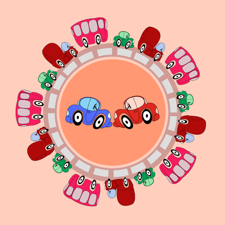 accident of two cars in the center of the pictureのイラスト素材