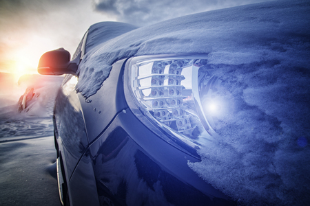 car part with a glowing lamp in the headlightの写真素材