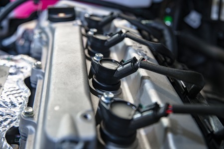 car ignition coils with shallow depth of field