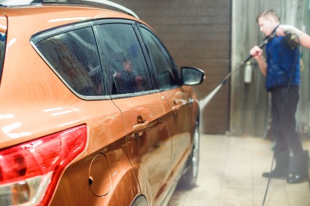 car wash with shallow depth of fieldの写真素材