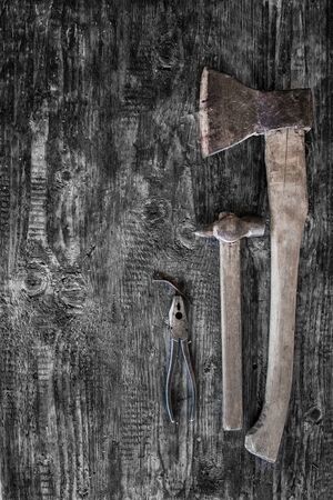 woodworking tools on wooden background