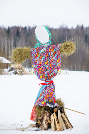 Holiday of Shrovetide in Russia. Big dollの写真素材