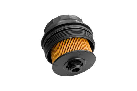 Car engine oil filter on a white background