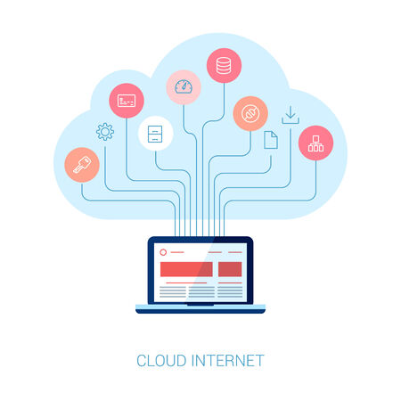 Flat style of cloud computing illustrationのイラスト素材