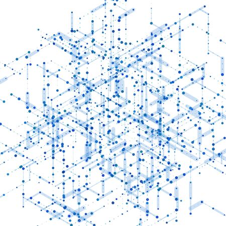 Abstract isometric computer generated 3D blueprint visualization lines background. Vector...